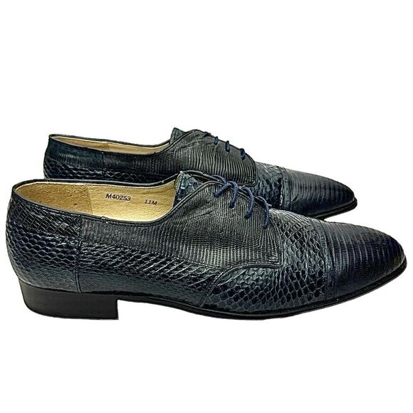 Carlo Morandi Blue Lizard Skin Leather Mens Oxford Shoes Size 11 Medium Used main image 5